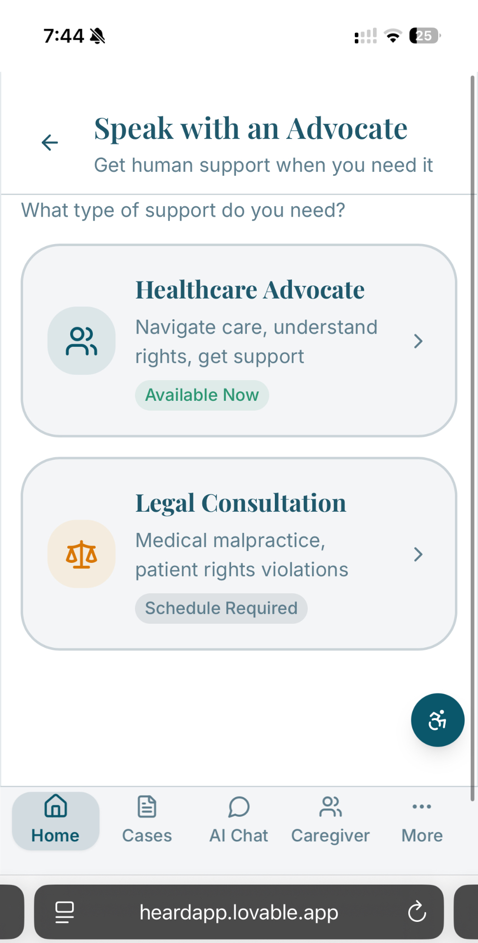 HEARD app - AI Advocate Support