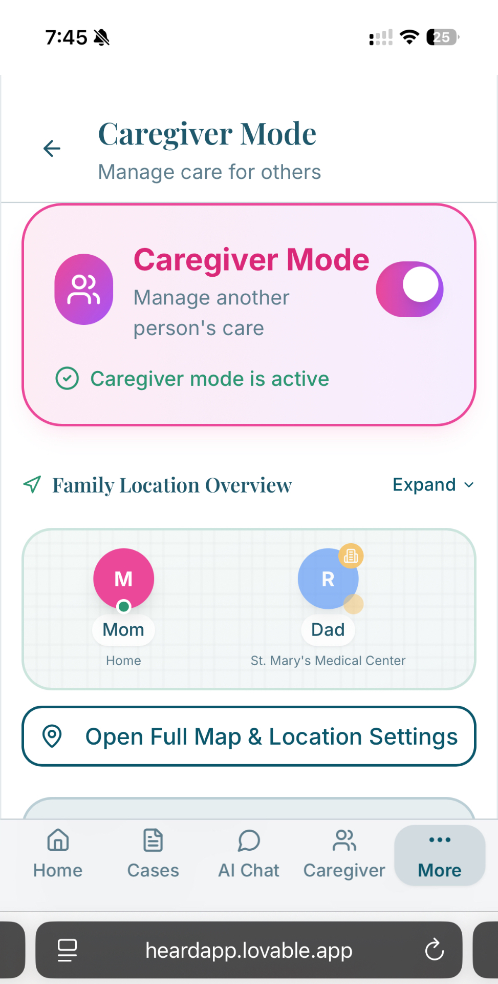 HEARD app - Caregiver Support