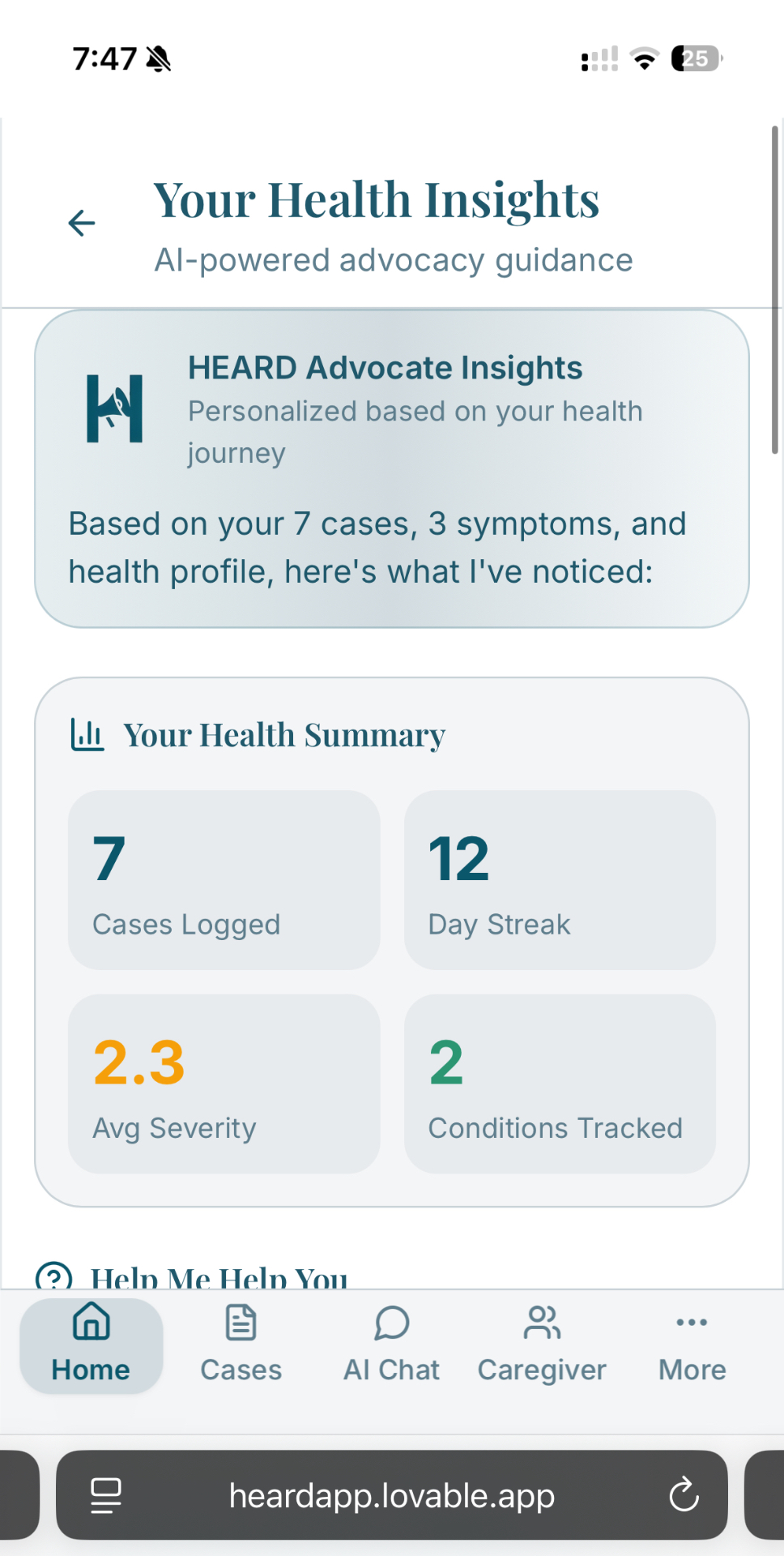 HEARD app - Resolution & Insights